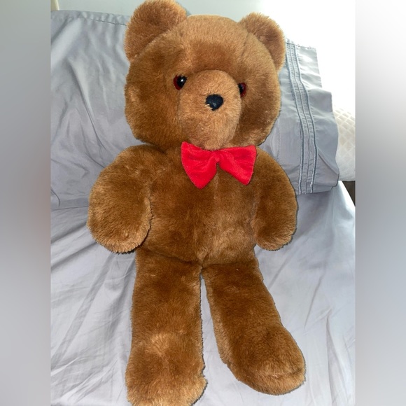 Dakin Brown Honey Jo Vintage 1986 20" Plush Teddy Bear Red Bow Tie Fun Farm - Picture 11 of 11